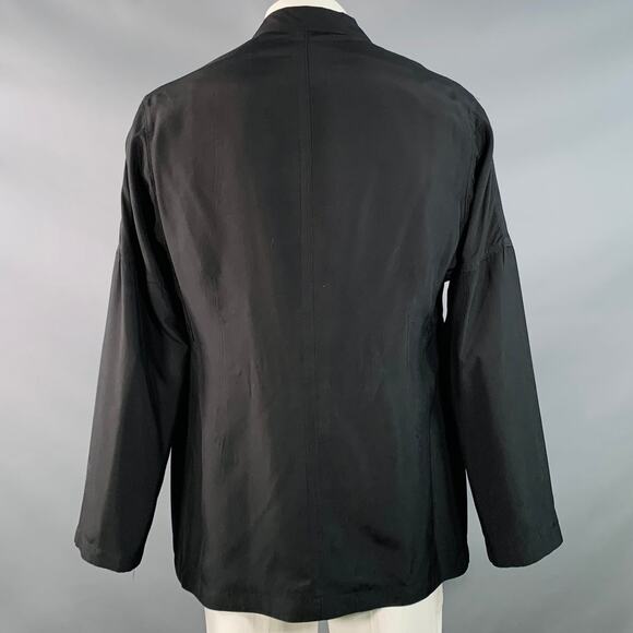 YOHJI YAMAMOTO Size XL Black Silk Single Breasted Drop Shoulder Sport Coat - Picture 3 of 8